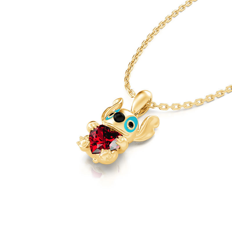 Collar de plata de ley con corte de corazón "Little Monster" de Hug Me