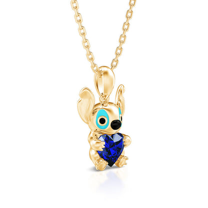 Collar de plata de ley con corte de corazón "Little Monster" de Hug Me
